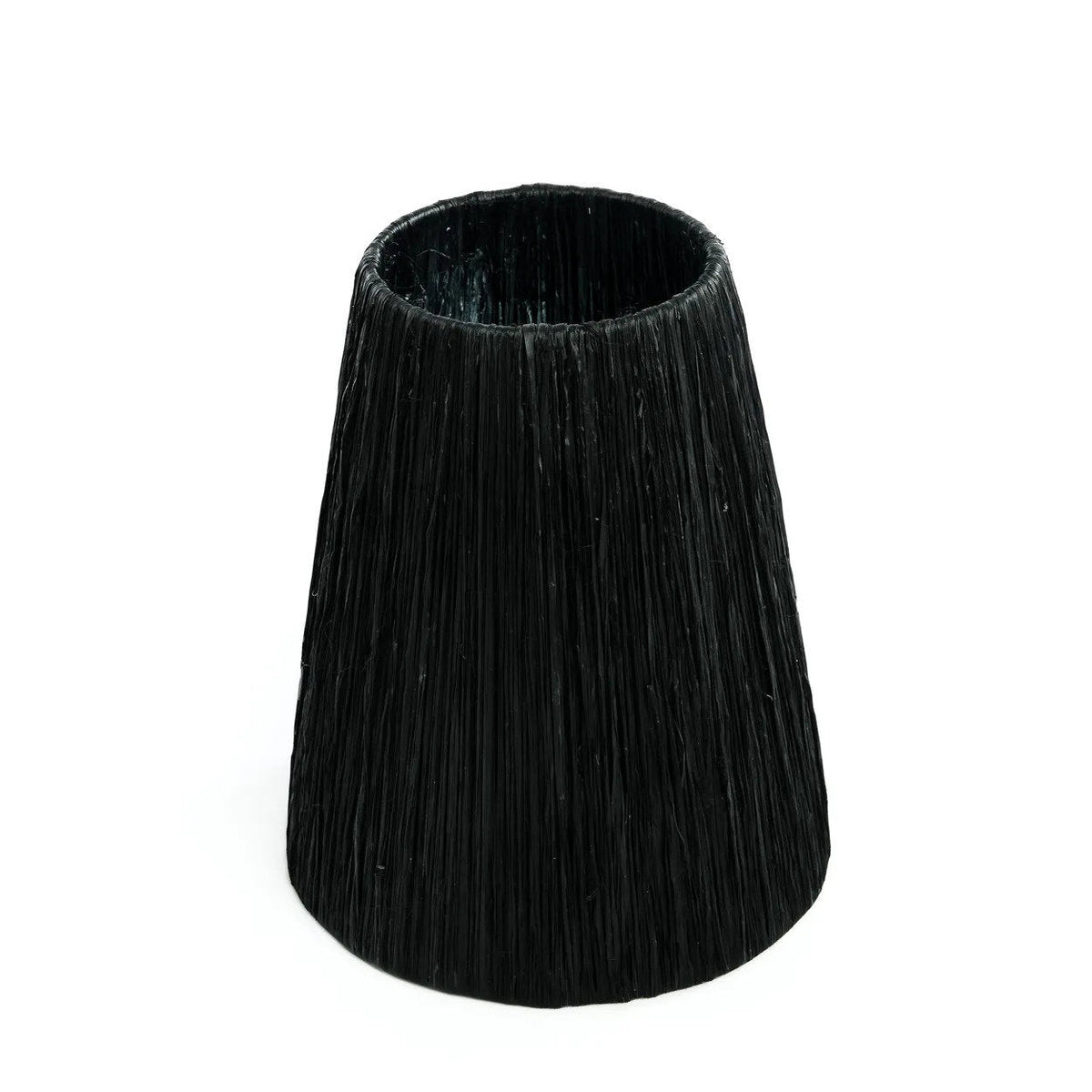 Abat-jour conique de la lampe Naxos en herbe tressée noire