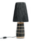 Lampe à poser Naxos en terre cuite noire et herbe tressée 56 cm