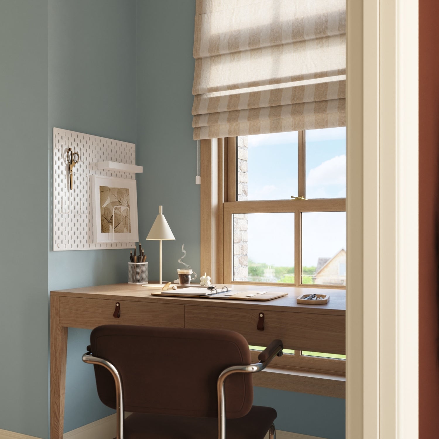 Lampe à poser Nox cône acier beige E14, vue 14