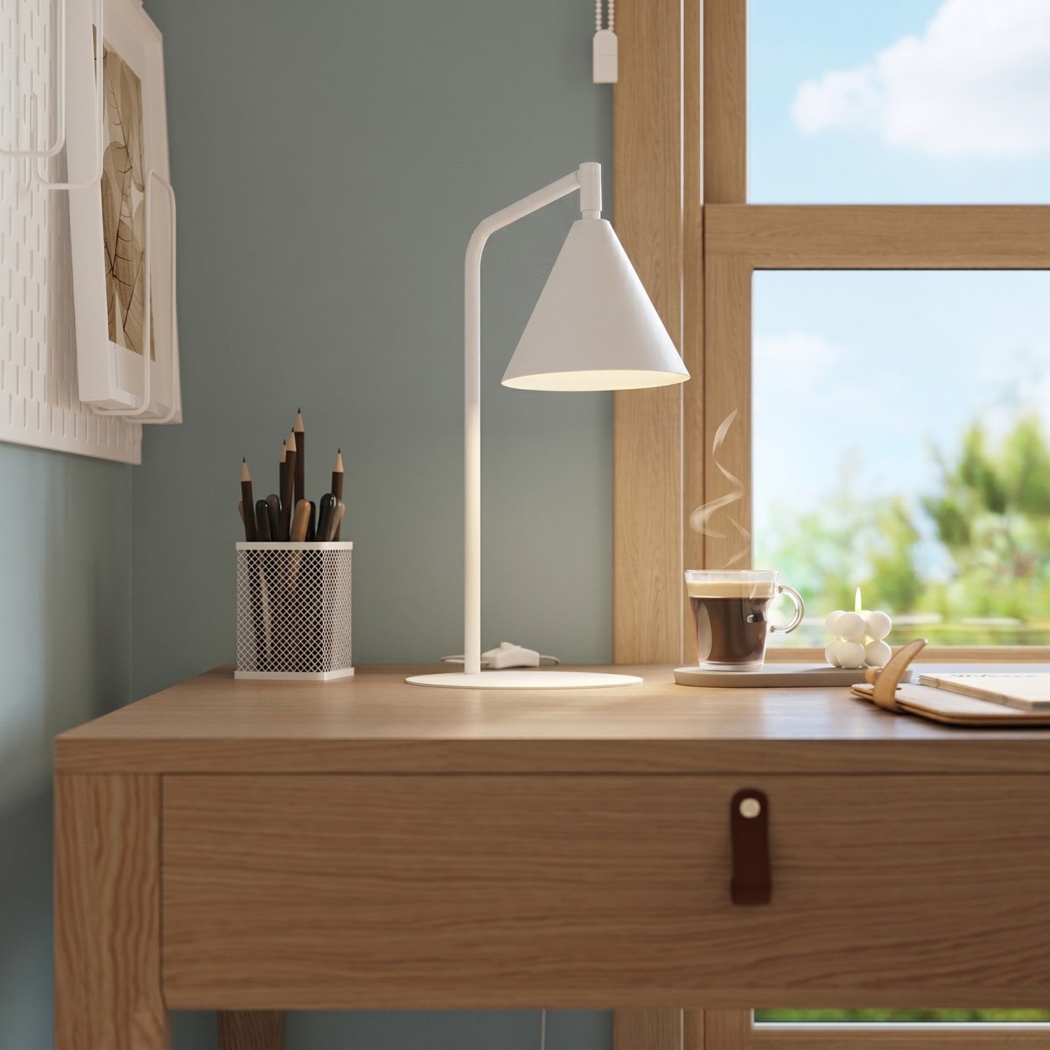 Lampe à poser Nox cône acier blanc E14, vue 15