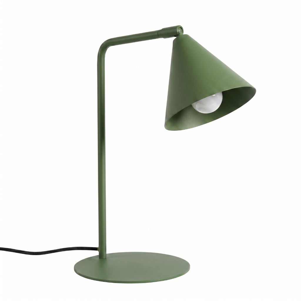 Lampe à poser Nox cône acier vert olive E14