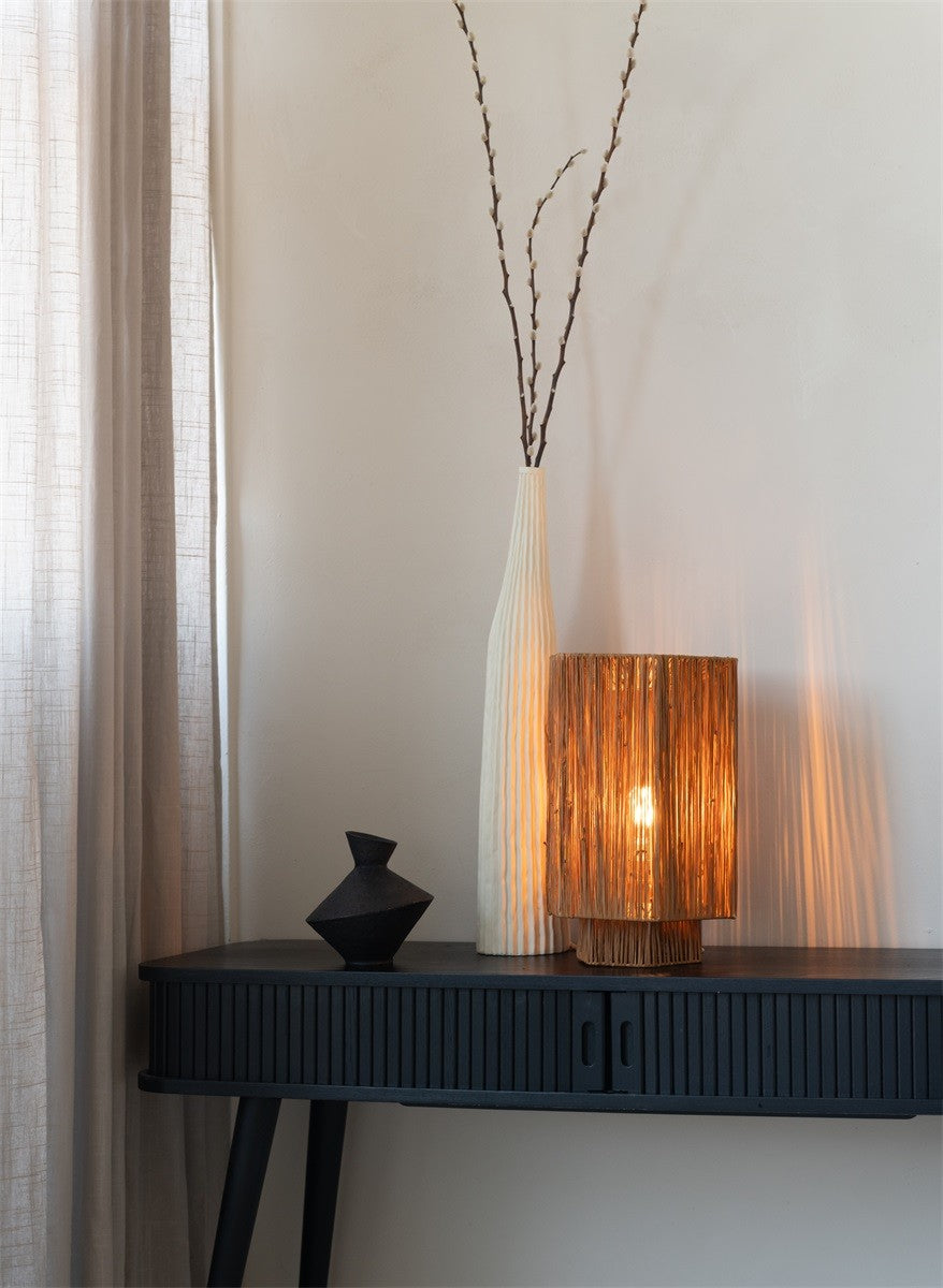 Lampe à poser Panama raphia brun E27, vue 4