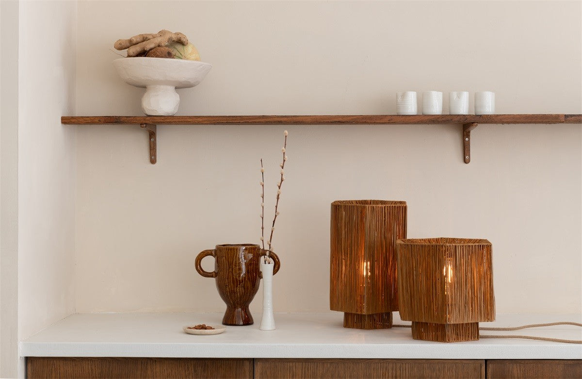 Lampe à poser Panama raphia brun E27, vue 7