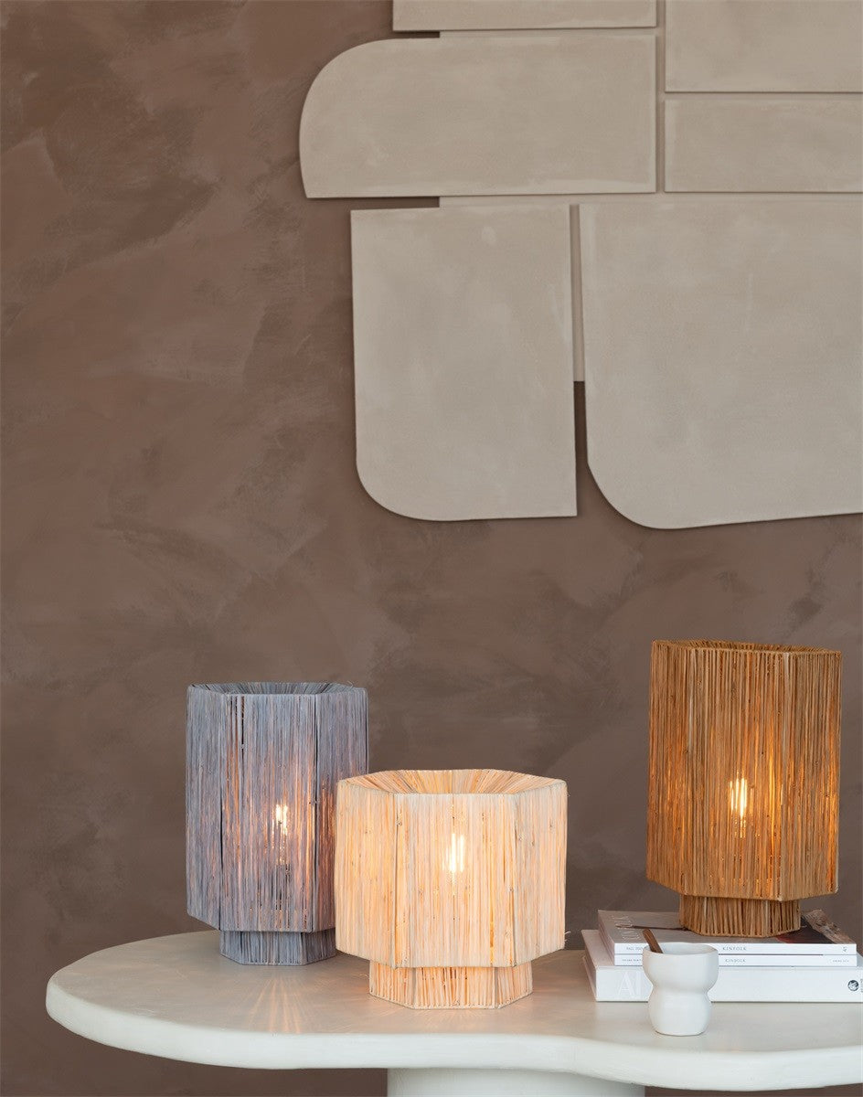 Lampe à poser Panama raphia brun E27, vue 9