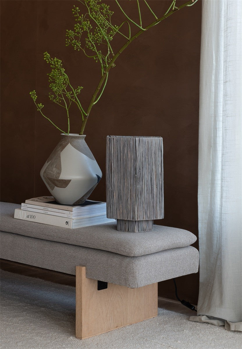 Lampe à poser Panama raphia gris E27, vue 2