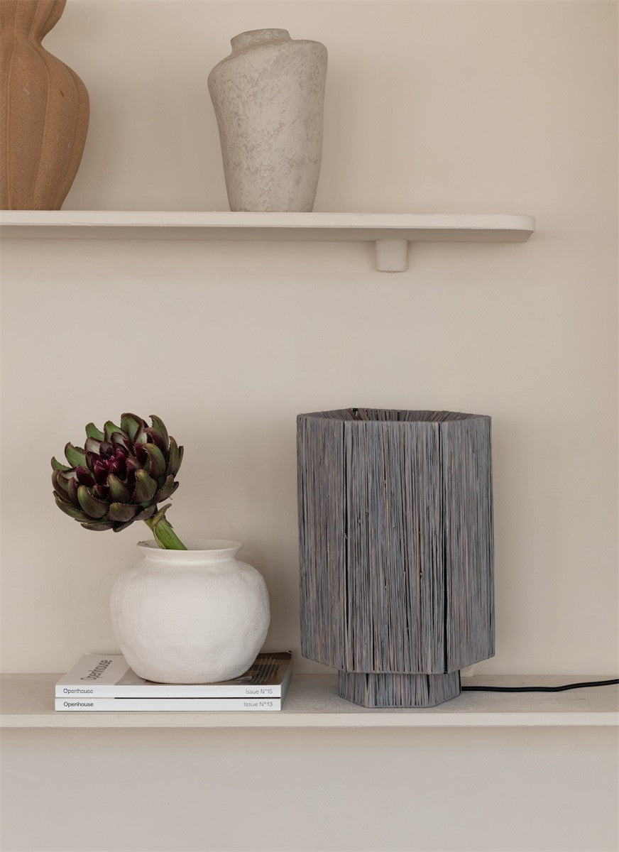 Lampe à poser Panama raphia gris E27, vue 4