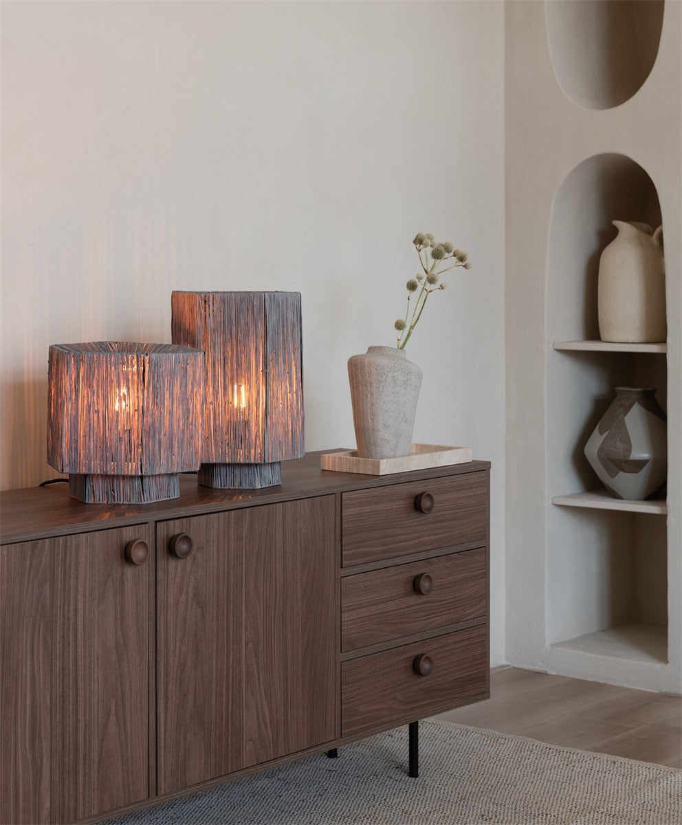 Lampe à poser Panama raphia gris E27, vue 7