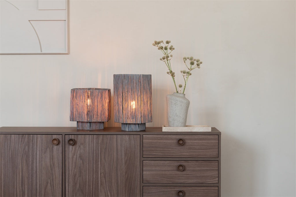 Lampe à poser Panama raphia gris E27, vue 9