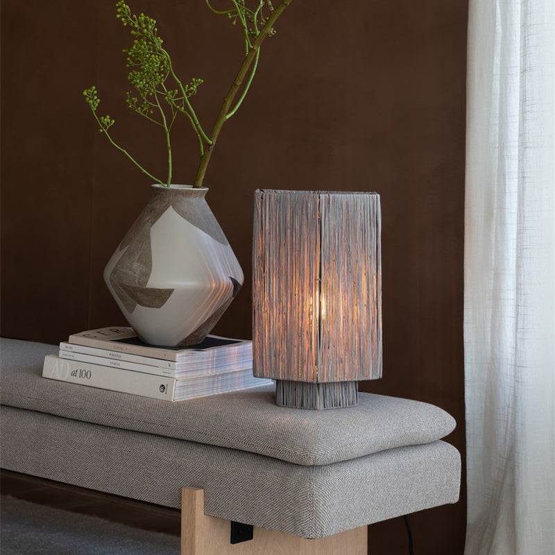 Dimensions Lampe à poser Panama raphia gris E27