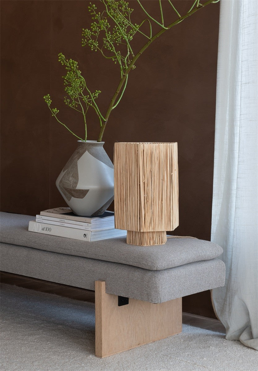 Lampe à poser Panama raphia naturel E27, vue 2