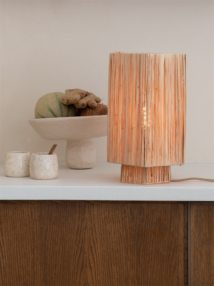 Lampe à poser Panama raphia naturel E27, vue 3