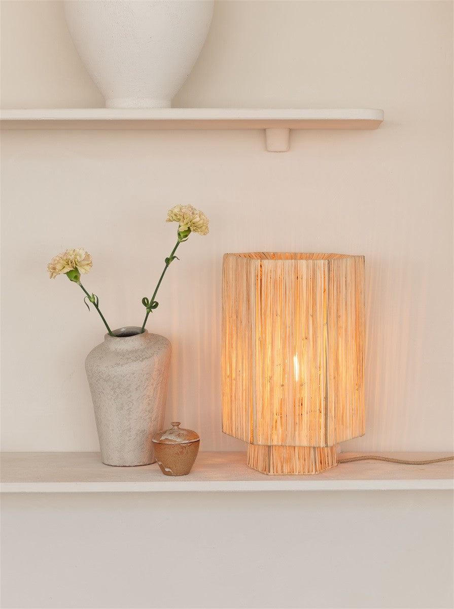 Lampe à poser Panama raphia naturel E27, vue 6