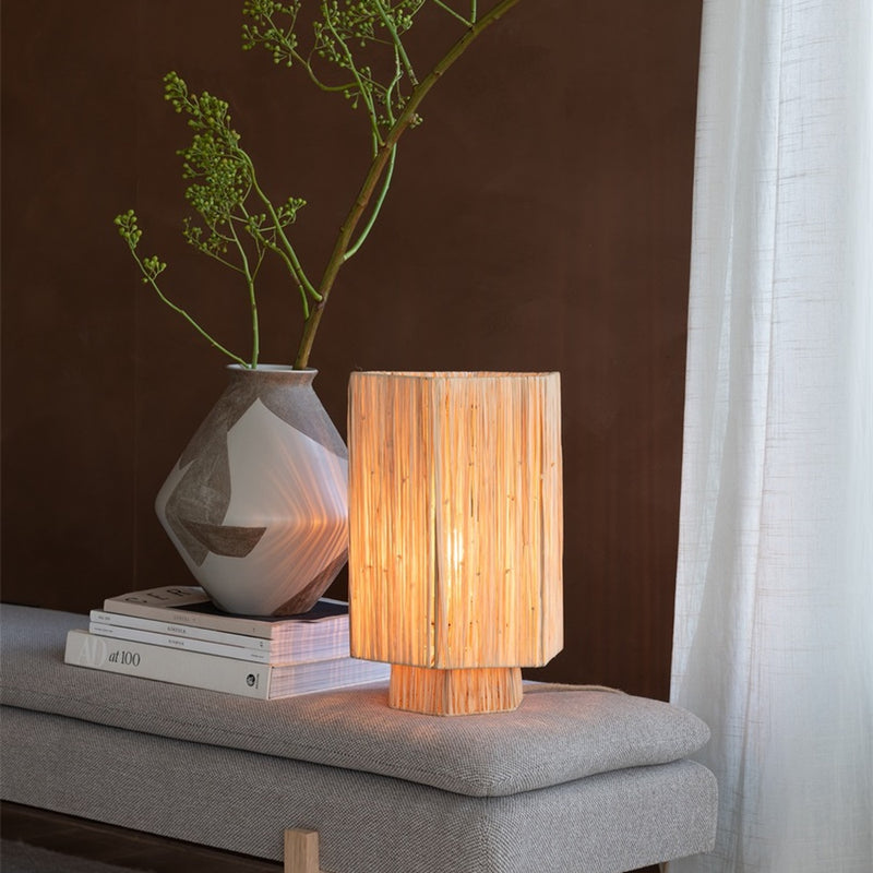 Dimensions Lampe à poser Panama raphia naturel E27