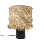 Lampe à poser Pandan en terre cuite noire à franges de sisal