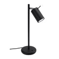 Lampe à poser Ring acier noir, spot cylindrique orientable GU10 sur base ronde