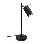 Lampe à poser Ring acier noir, spot cylindrique orientable GU10 sur base ronde