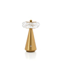 Lampe à poser sans fil Diamond Diva en métal doré pied conique et anneau transparent taillé