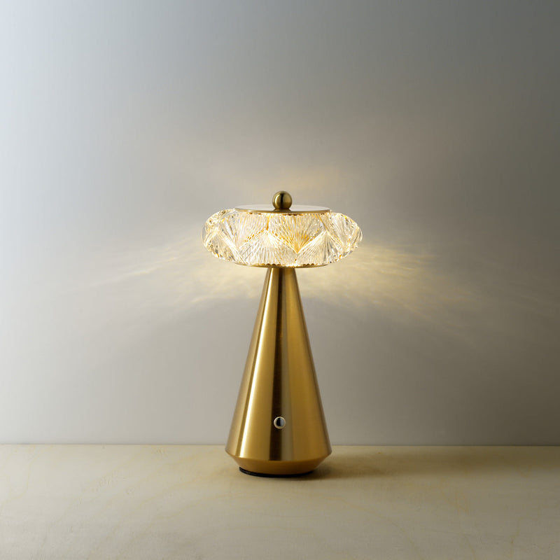 Dimensions Lampe à poser sans fil Diamond Diva en métal doré 24,5 cm