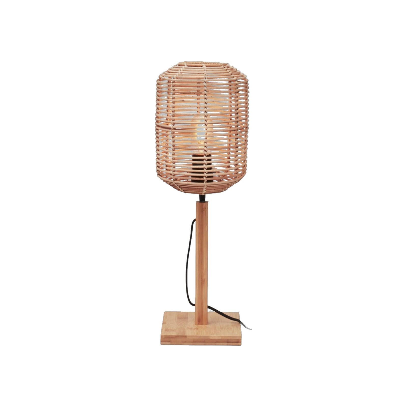 Lampe à poser Tanami rotin naturel lanterne 25 cm E27