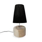 Lampe à poser en teck et raphia noir 55 cm