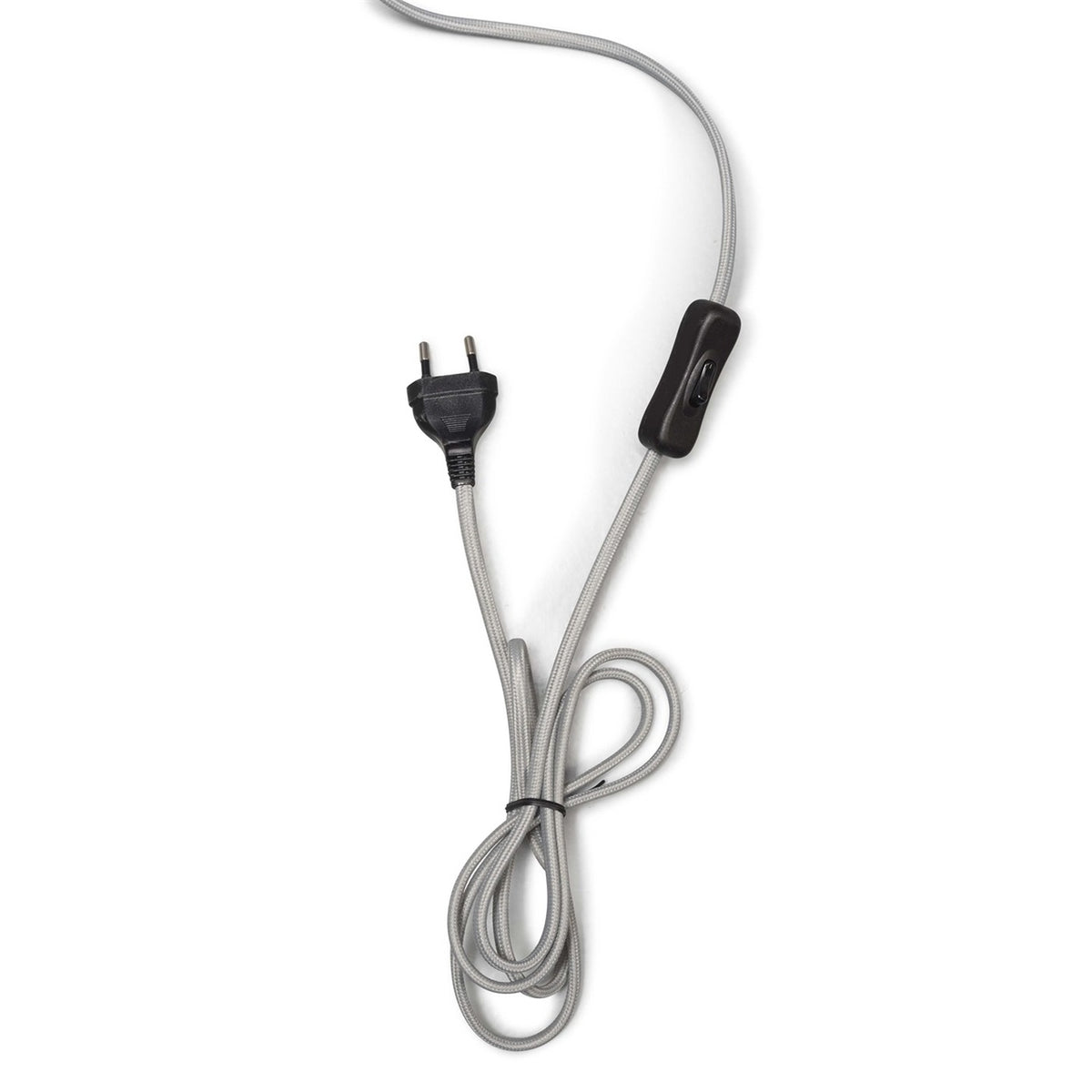 Cordon textile gris avec interrupteur à main et fiche de la lampe Java