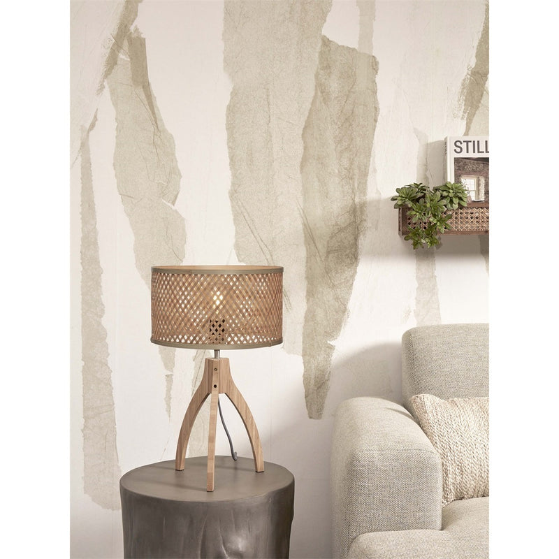 Dimensions Lámpara de mesa trípode Java bambú natural 32 cm E27