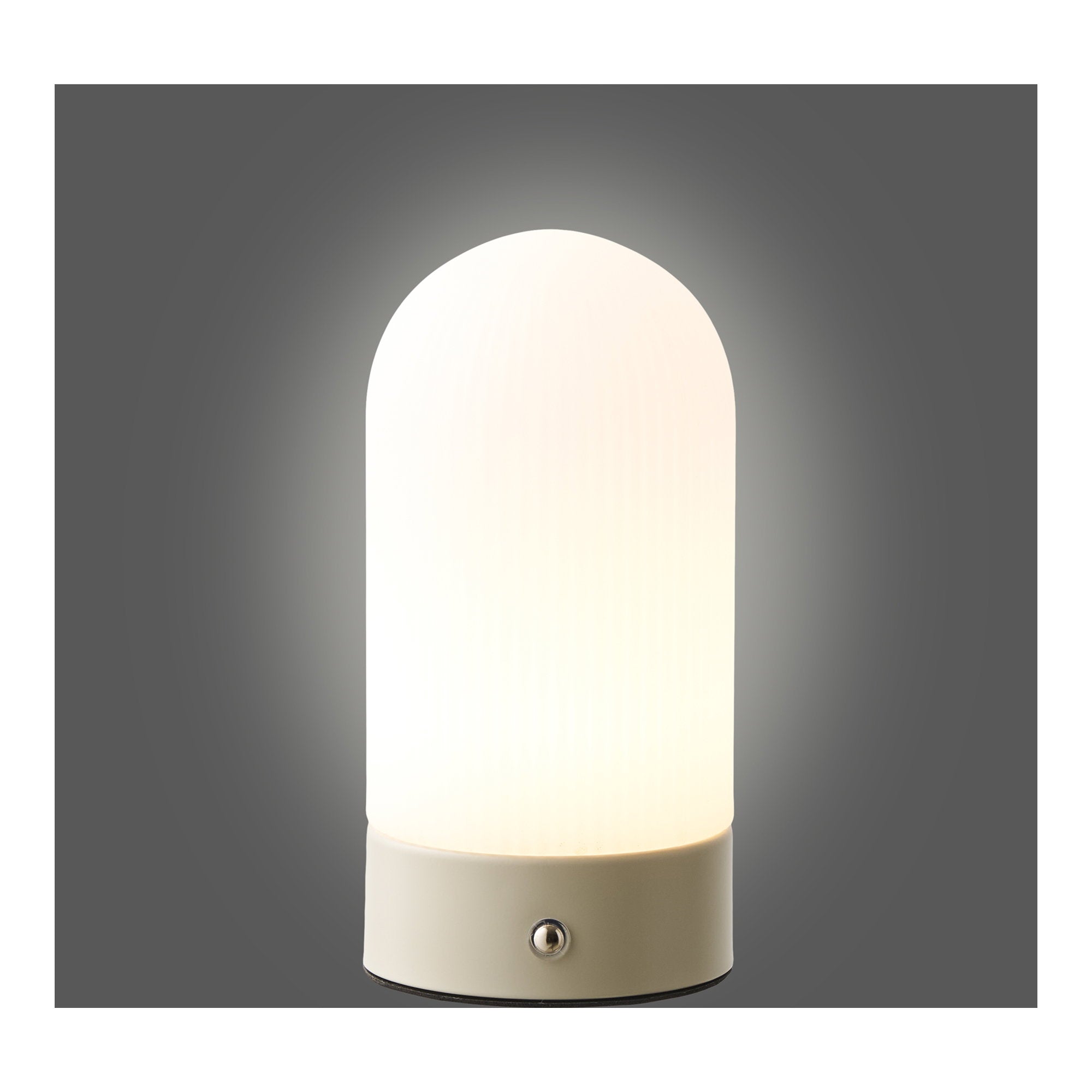 Lampe rechargeable Ashford blanc beige LED allumée pleine intensité