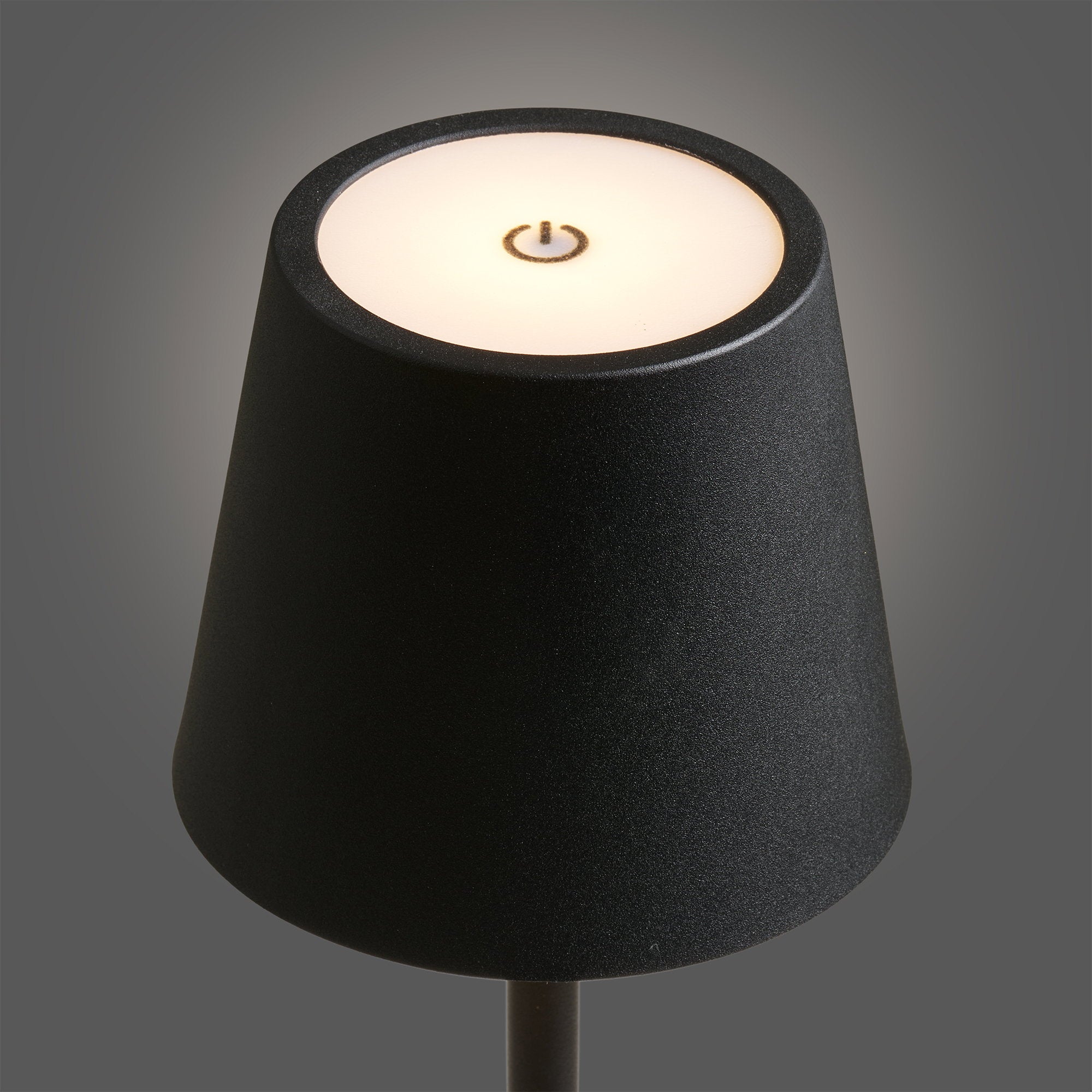 Lampe rechargeable Bradford noire LED allumée niveau moyen ambiance feutrée