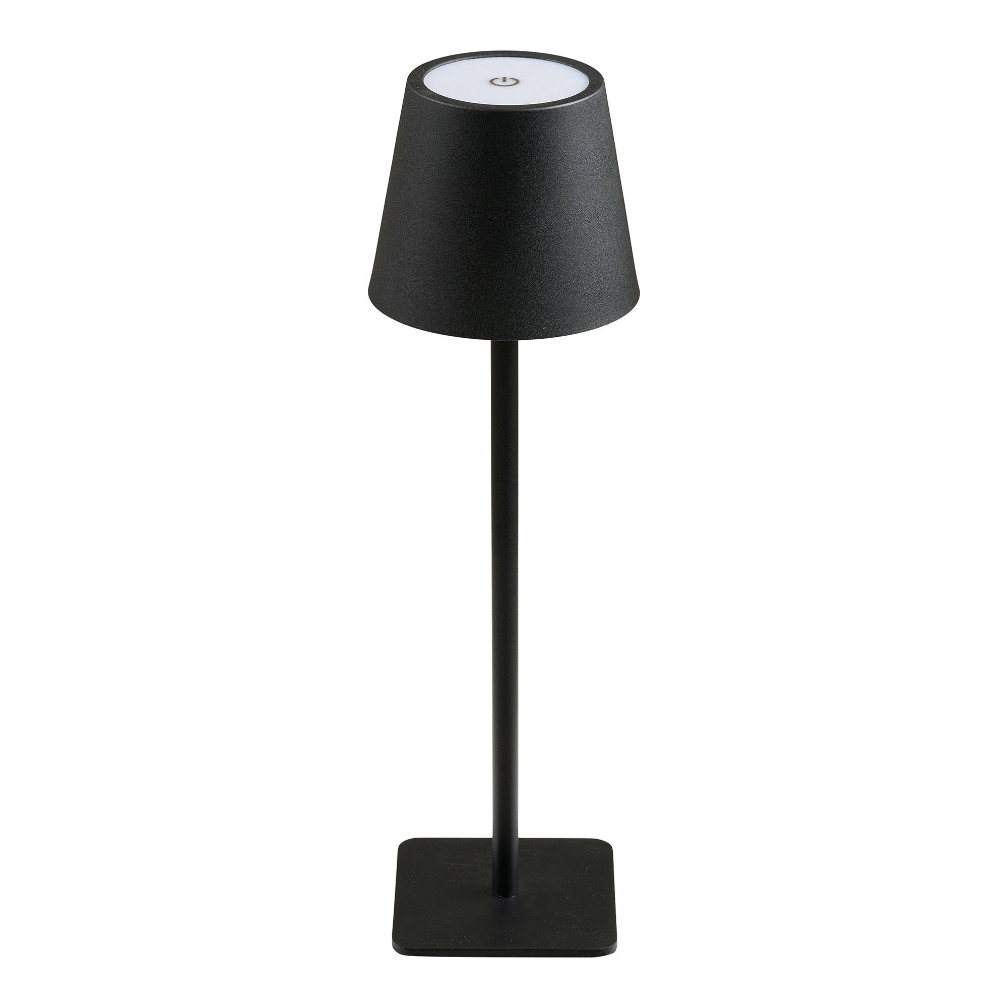 Vue dessus lampe Bradford noire interrupteur tactile on/off LED visible