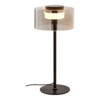 Lampe de table Cholet abat jour verre fumé pied noir vue de face