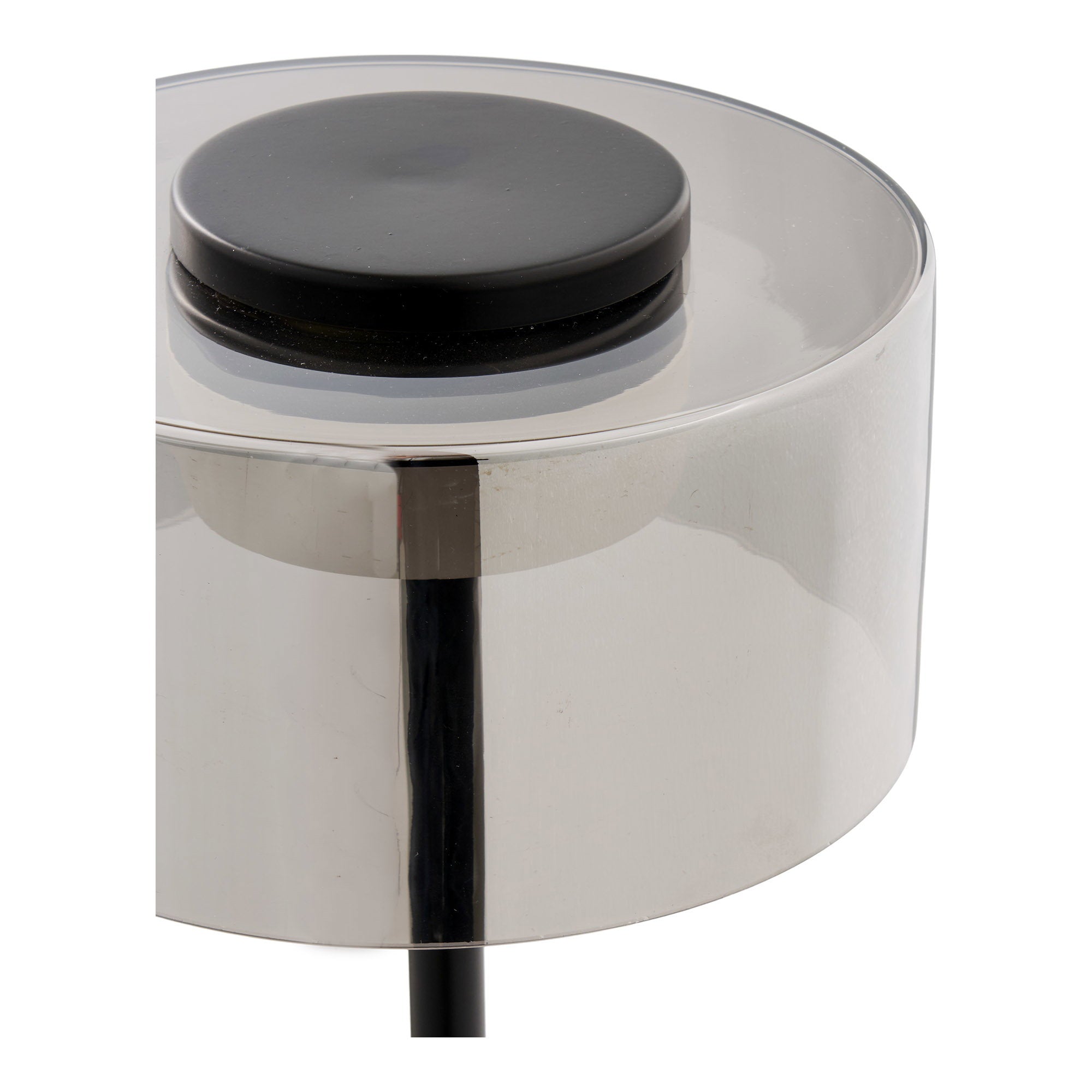 Lampe de table Cholet abat jour verre fumé pied noir vue de détail
