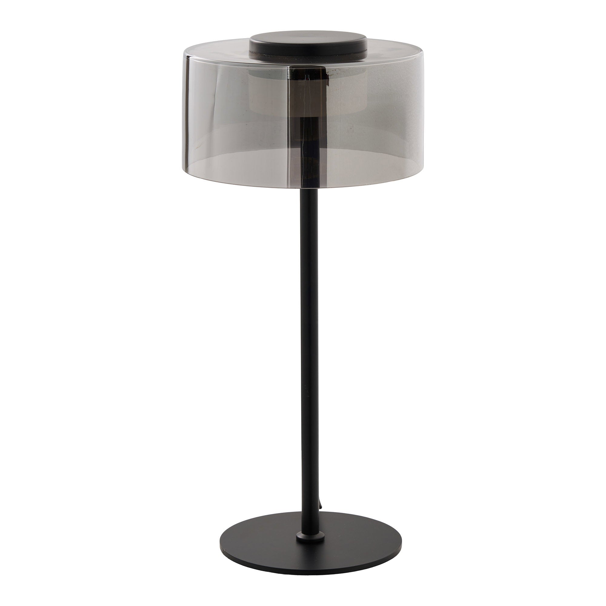 Lampe de table Cholet abat jour verre fumé pied noir