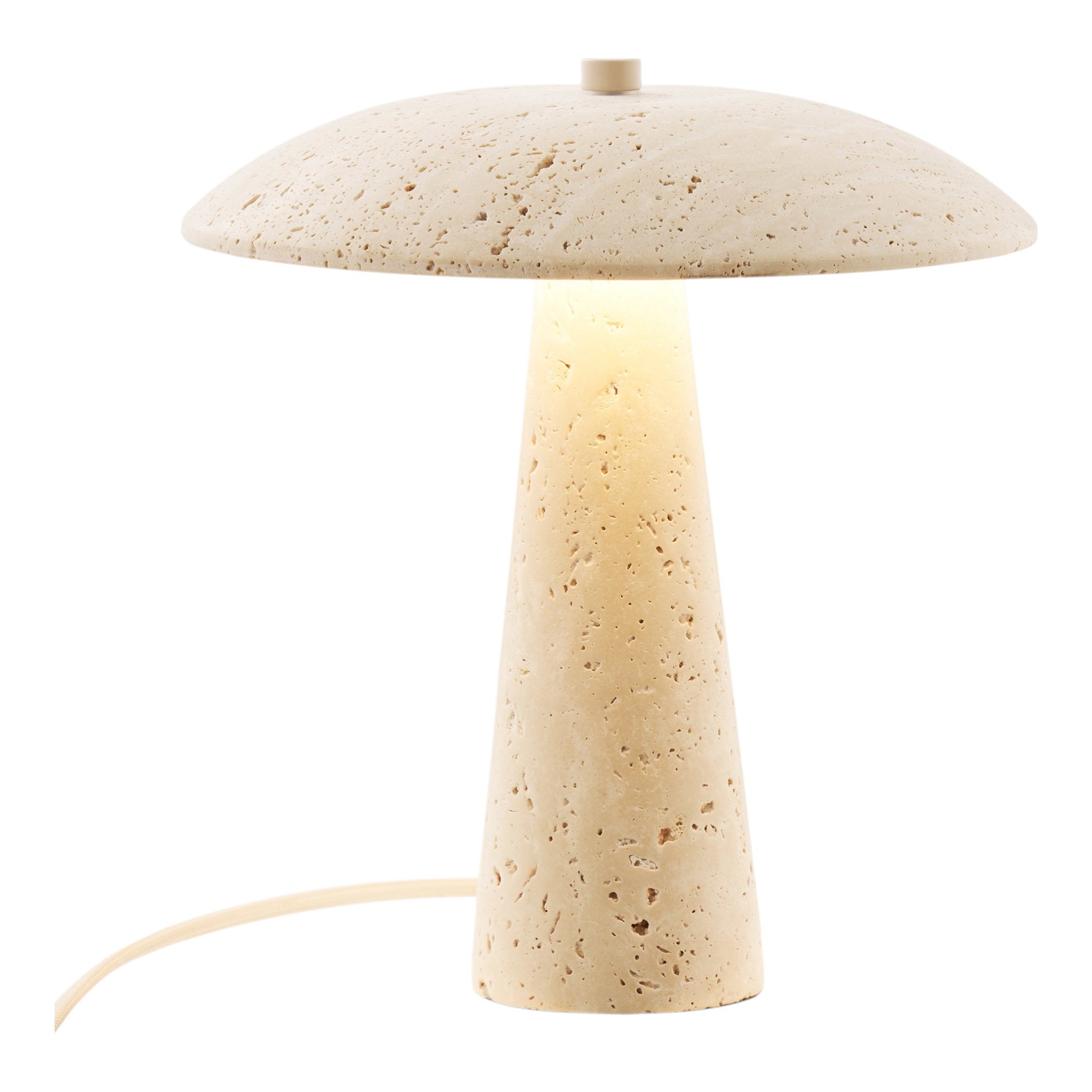 Lampe de table Consett travertin forme champignon vue de face