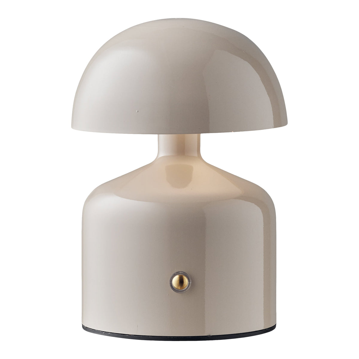 Lampe Aulla grise allumée vue de face sur fond blanc