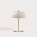 Lampe de table rechargeable Margate Laque grège, dôme champignon en métal, vue de face