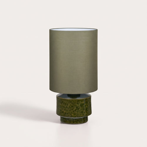 Lámpara de mesa Sibsey de gres verde con pantalla de tela 60 cm E27