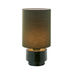 Lampe de table Sibsey pied céramique vert abat jour tissu vue de face