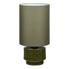 Lampe de table Sibsey pied céramique vert abat jour tissu