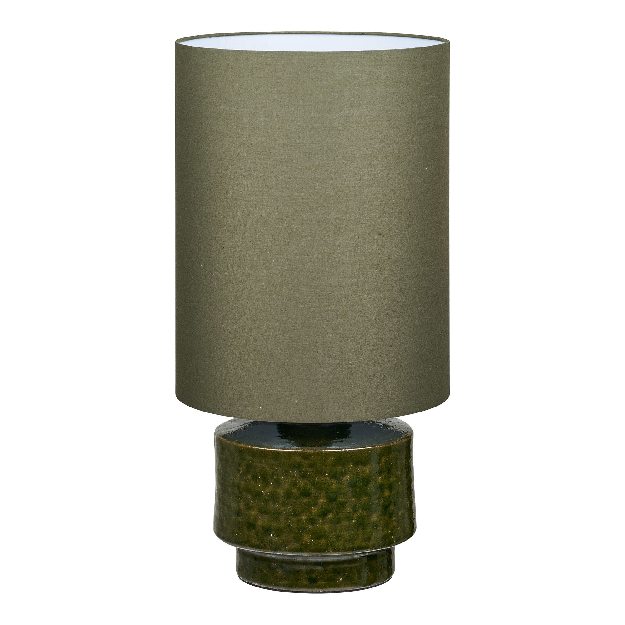Lampe de table Sibsey pied céramique vert abat jour tissu