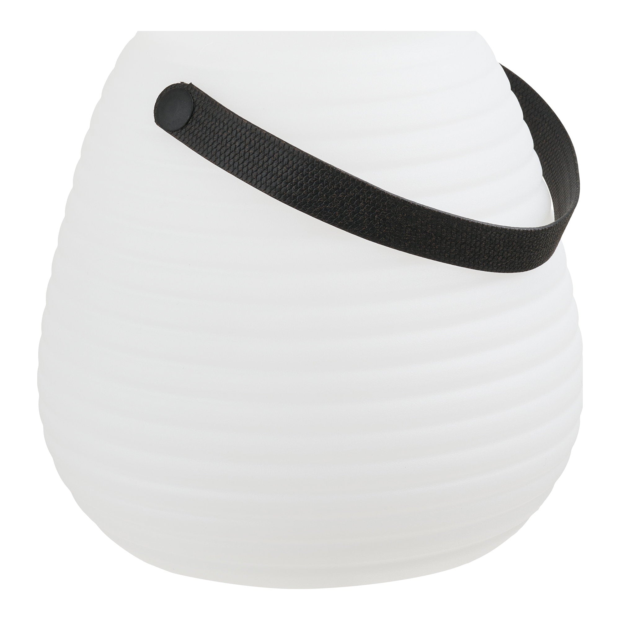 Lampe LED rechargeable Derry blanc anse textile noire détail fond blanc