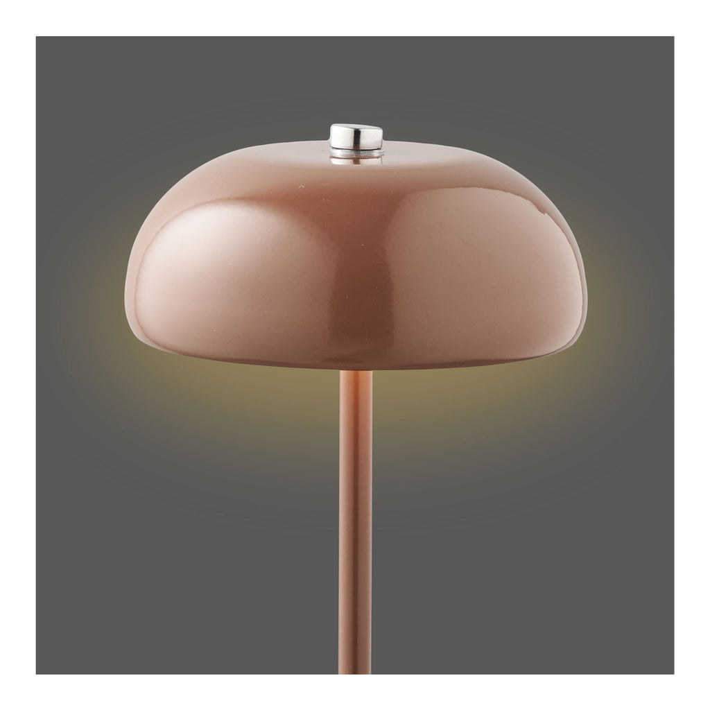 Détail abat-jour lampe Margate marron allumée lumière LED chaleureuse