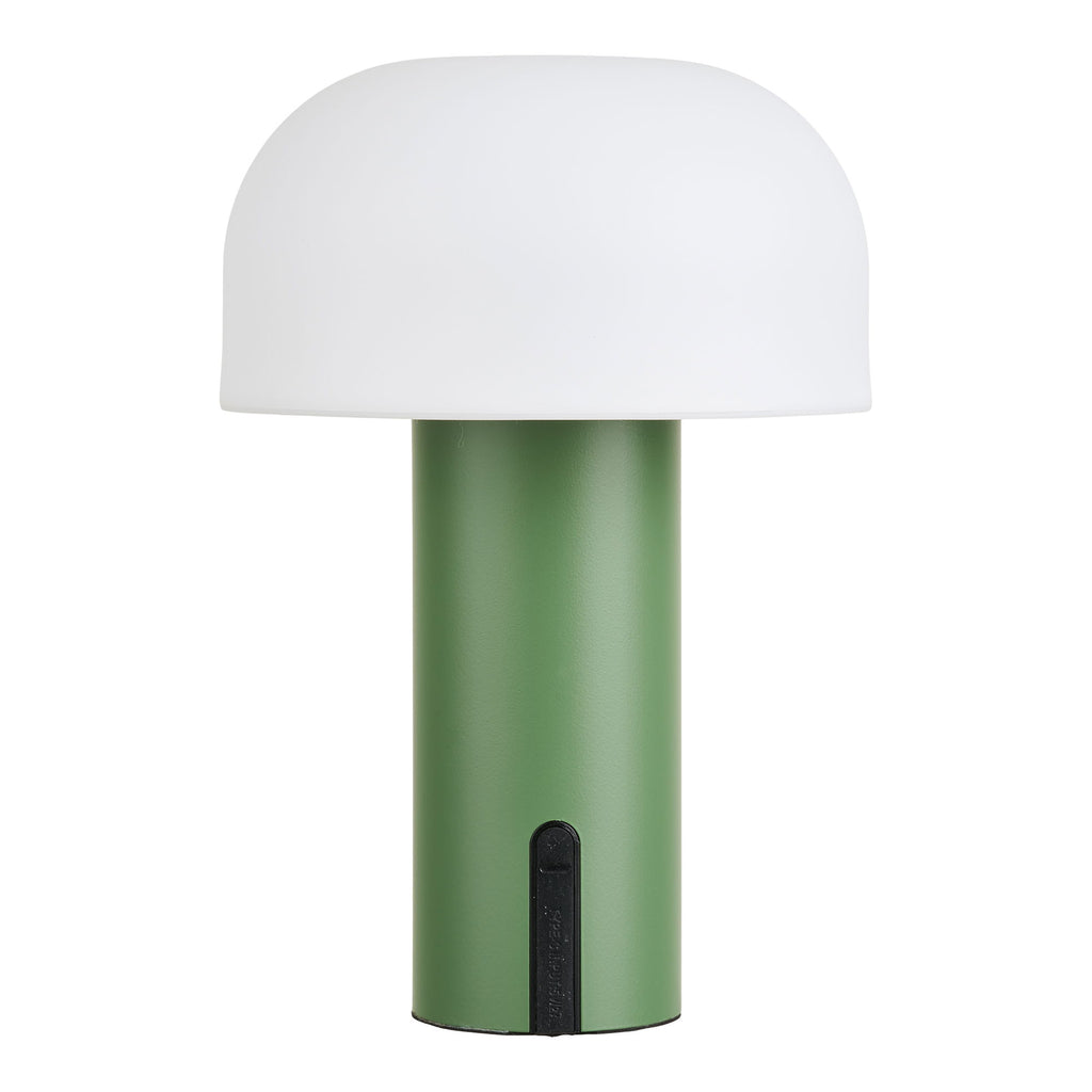 Vue dos lampe Soham verte avec interrupteur tactile et port USB-C recharge