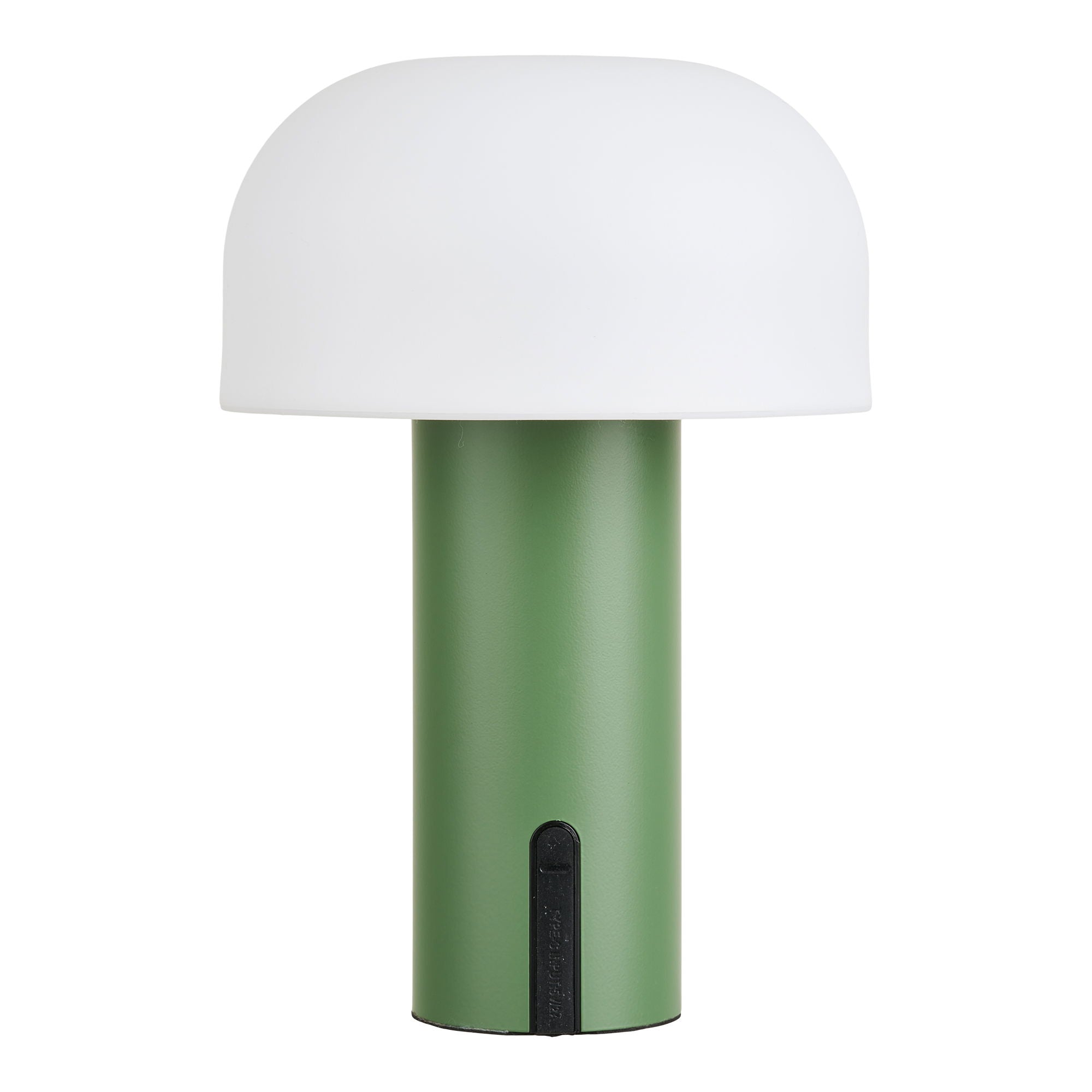 Vue dos lampe Soham verte avec interrupteur tactile et port USB-C recharge