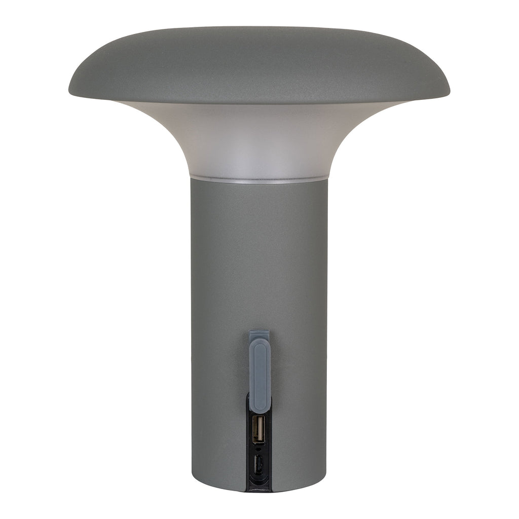 Détail port USB-C et USB recharge lampe Ramsey gris mat imperméable IP44