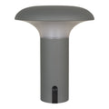 Lampe rechargeable Ramsey LED extérieur gris mat champignon évasé fond blanc