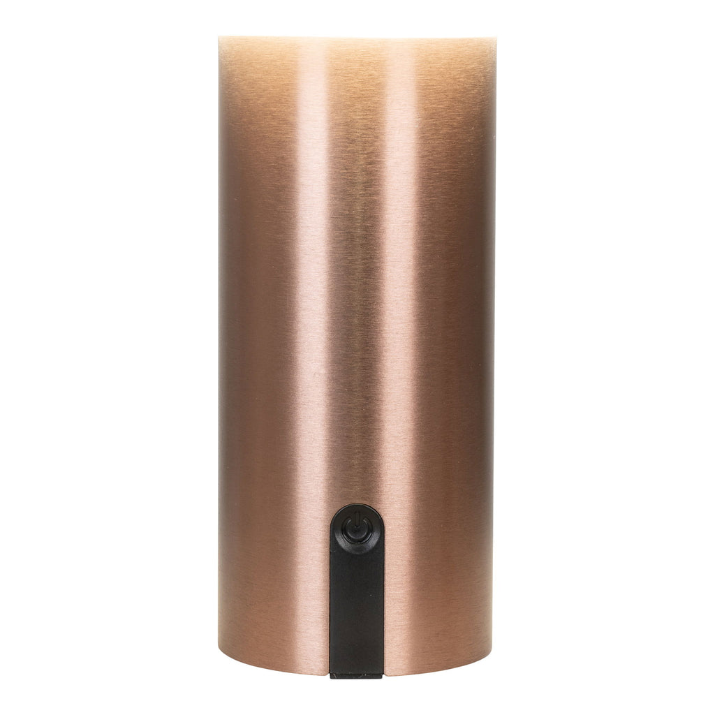 Détail interrupteur tactile dimmable lampe rechargeable Soham cuivre brossé satiné