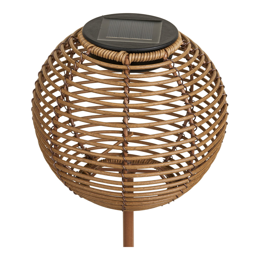 Détail boule tressée et panneau solaire lampe Carlisle naturel