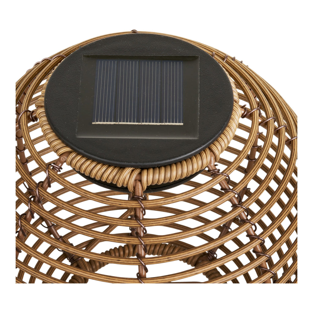 Vue dessus panneau solaire intégré lampe boule jardin Carlisle