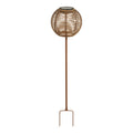Lampe solaire piquet jardin Carlisle boule tressée PE naturel fond blanc