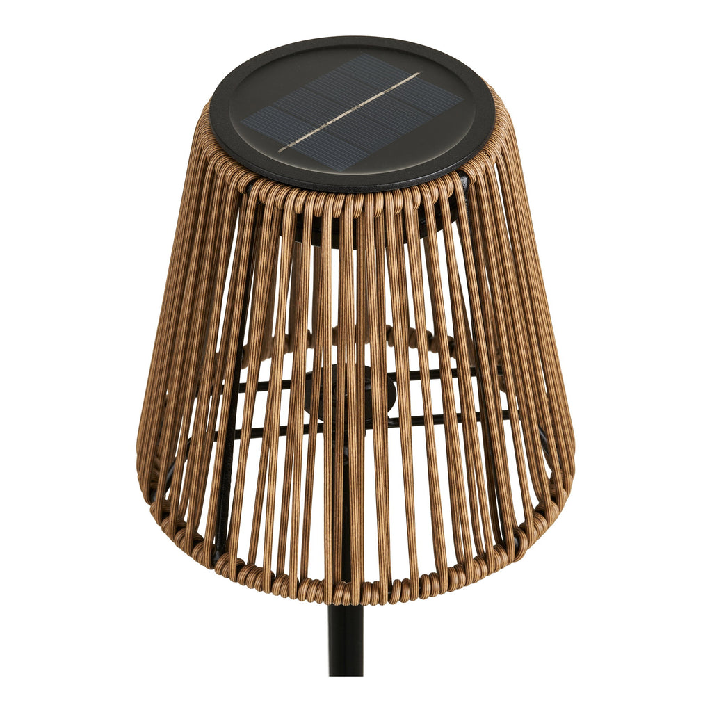 Détail panneau solaire intégré lampe Salford polyrattan naturel vue dessus